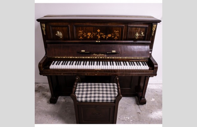 Used Hugo Thieme Mahogany Upright Piano Sold As Seen Bargain - Image 1